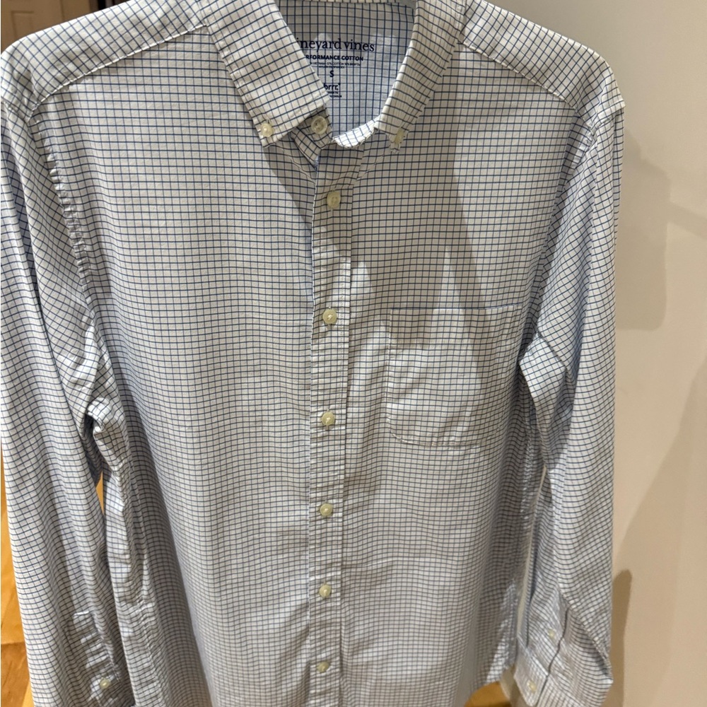 Vineyard Vines White and Blue Plaid Shirt